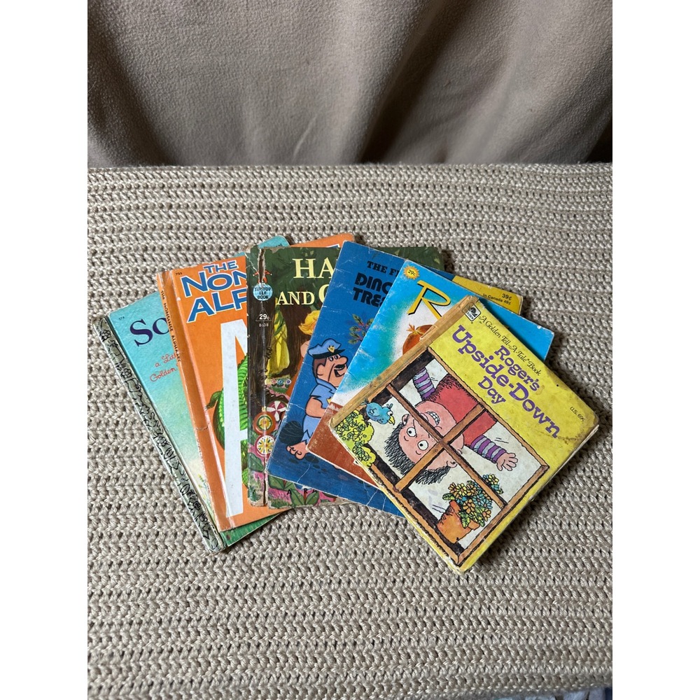 Vintage Childrens Book Lot Little Golden Wonder Books Hansel Gretel Flintstones